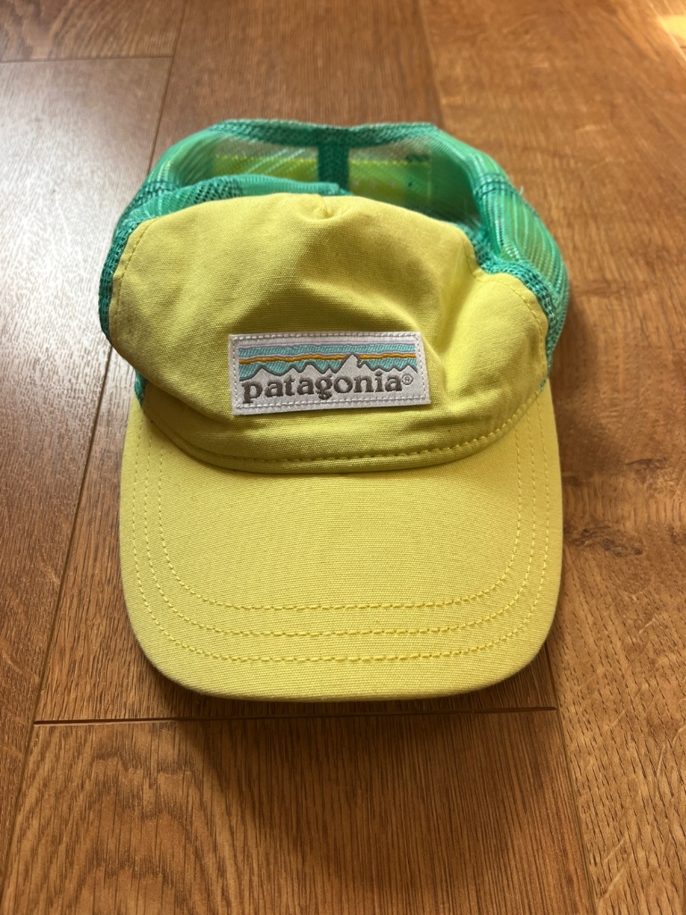 Patagonia Yellow and Teal Mesh Baseball Cap OS
